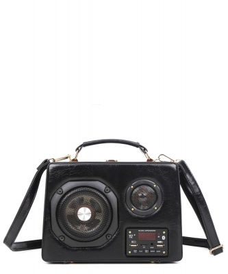 Bluetooth Speaker Satchel Shoulder Handbag 2201 BLACK